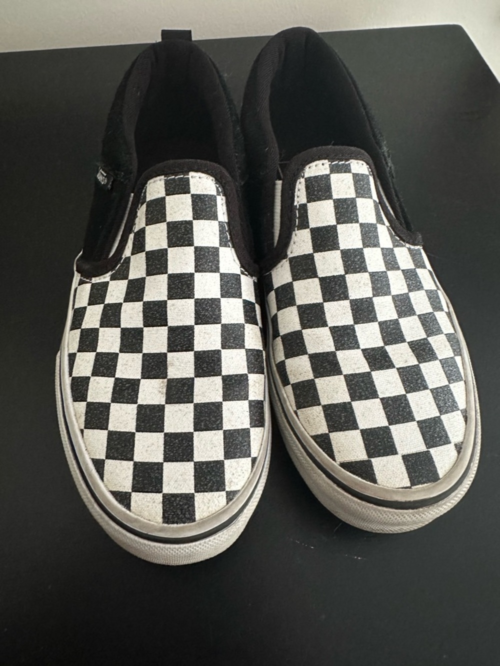 Kids Vans Checkerboard Slip-On Sneakers - Black/White
